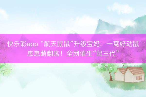 快乐彩app “航天鼠鼠”升级宝妈，一窝好动鼠崽崽萌翻啦！全