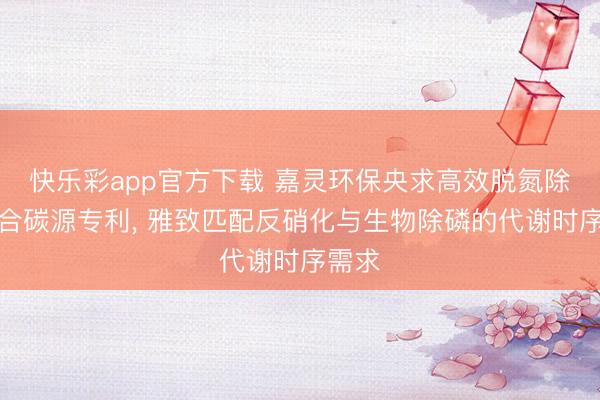 快乐彩app官方下载 嘉灵环保央求高效脱氮除磷复合碳源专利, 雅致匹配反硝化与生物除磷的代谢时序需求