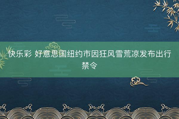 快乐彩 好意思国纽约市因狂风雪荒凉发布出行禁令