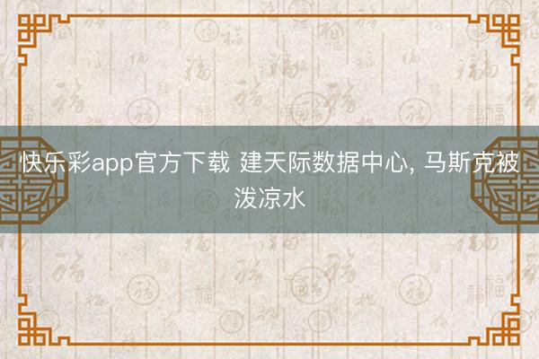 快乐彩app官方下载 建天际数据中心, 马斯克被泼凉水