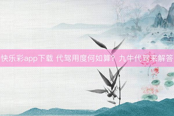 快乐彩app下载 代驾用度何如算?九牛代驾来解答