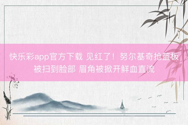 快乐彩app官方下载 见红了！努尔基奇抢篮板被扫到脸部 眉角