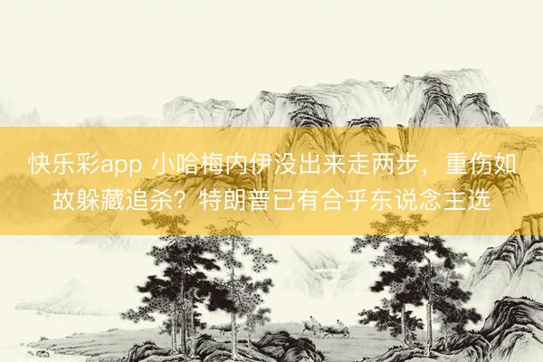 快乐彩app 小哈梅内伊没出来走两步，重伤如故躲藏追杀？特朗