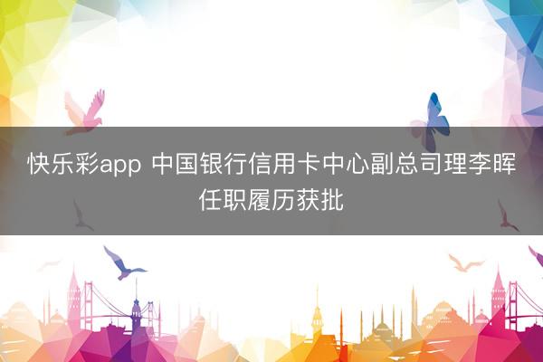 快乐彩app 中国银行信用卡中心副总司理李晖任职履历获批