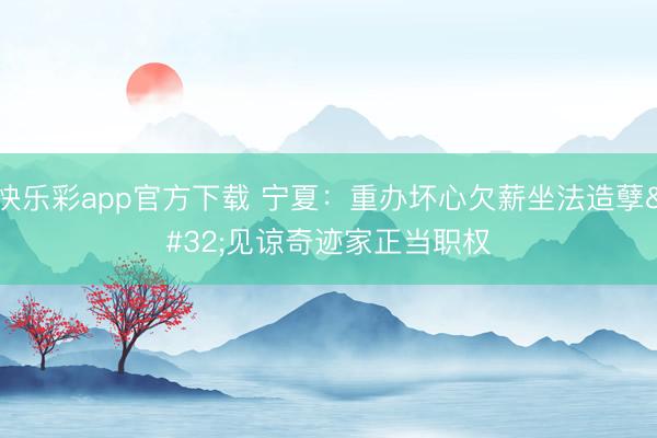 快乐彩app官方下载 宁夏：重办坏心欠薪坐法造孽&#