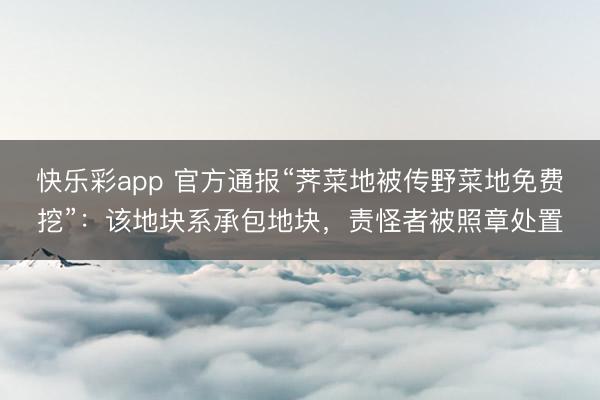 快乐彩app 官方通报“荠菜地被传野菜地免费挖”:该地块系承包地块,责怪者被照章处置