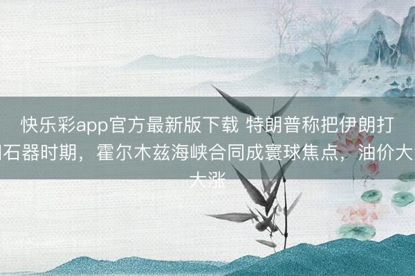 快乐彩app官方最新版下载 特朗普称把伊朗打回石器时期，霍尔