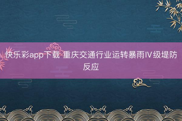 快乐彩app下载 重庆交通行业运转暴雨Ⅳ级堤防反应