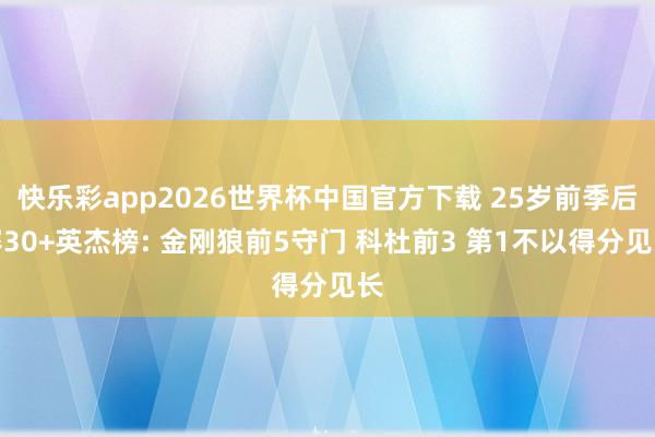 快乐彩app2026世界杯中国官方下载 25岁前季后赛30+英杰榜: 金刚狼前5守门 科杜前3 第1不以得分见长