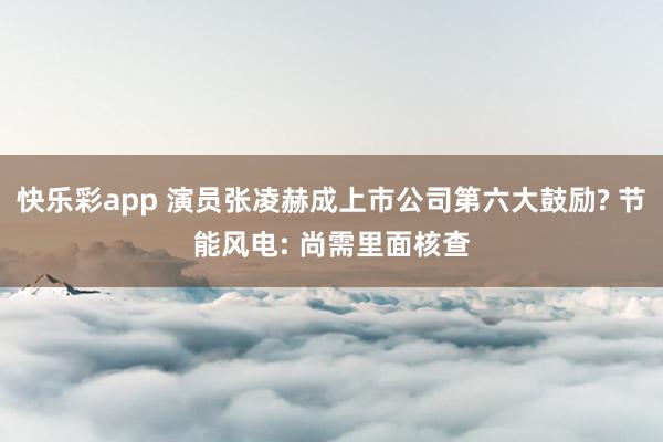 快乐彩app 演员张凌赫成上市公司第六大鼓励? 节能风电: 尚需里面核查
