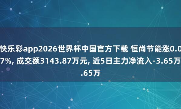 快乐彩app2026世界杯中国官方下载 恒尚节能涨0.07%, 成交额3143.87万元, 近5日主力净流入-3.65万