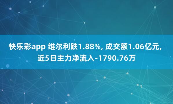 快乐彩app 维尔利跌1.88%， 成交额1.06亿元， 近5日主力净流入-1790.76万