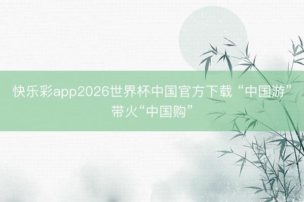 快乐彩app2026世界杯中国官方下载 “中国游”带火“中国购”