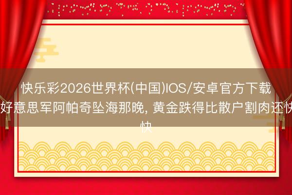 快乐彩2026世界杯(中国)IOS/安卓官方下载 好意思军阿帕奇坠海那晚， 黄金跌得比散户割肉还快
