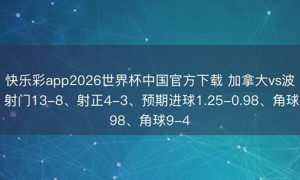 快乐彩app2026世界杯中国官方下载 加拿大vs波黑：射门13-8、射正4-3、预期进球1.25-0.98、角球9-4