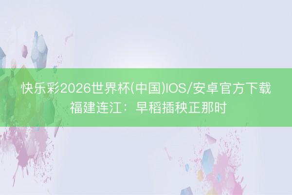 快乐彩2026世界杯(中国)IOS/安卓官方下载 福建连江:早稻插秧正那时